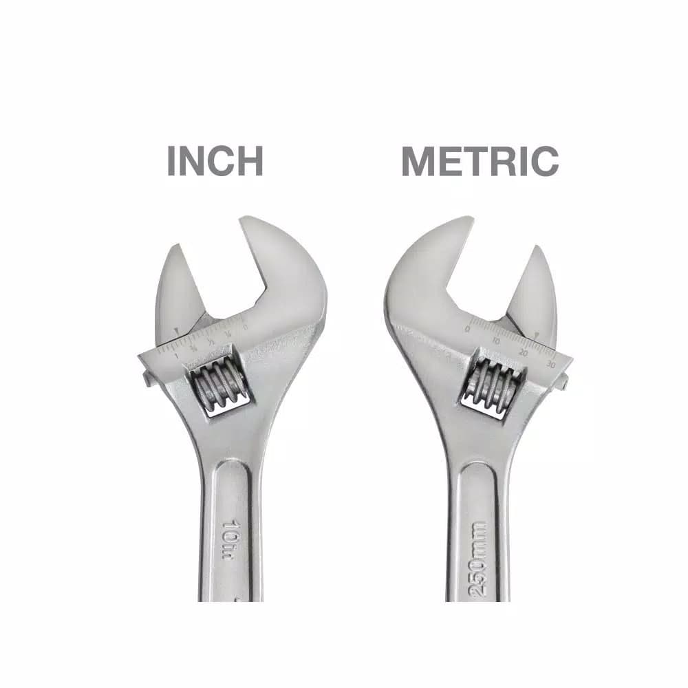 TEKTON 10 in. Adjustable Wrench, Carbon Steel with Satin Chrome Finish