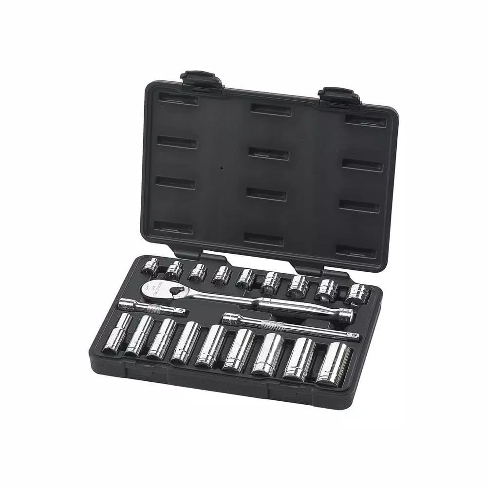 GEARWRENCH 3/8 in. Drive SAE Standard Socket Set with Ratchet and Extensions, 21-Piece