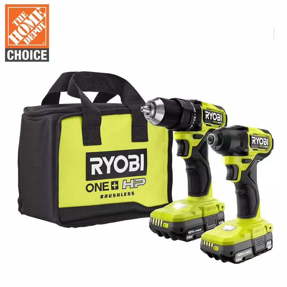 RYOBI ONE+ HP 18V Compact Brushless 2-Tool Combo Kit with 1/2 in. Drill/Driver and 1/4 in. Impact Driver