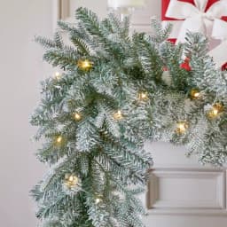 Home Accents Holiday 9 ft. Pre-Lit Flocked Frasier Fir LED Garland with Timer thumbnail 6