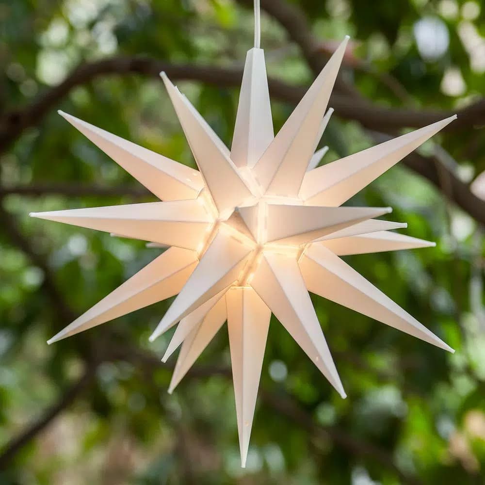 Kringle Traditions 14 in. Illuminated White LED Moravian Star Holiday Decoration