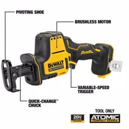 DEWALT 20V MAX ATOMIC Cordless Brushless 4-Tool Combo Kit with (2) 2.0 Ah Batteries, Charger & Bag thumbnail 3