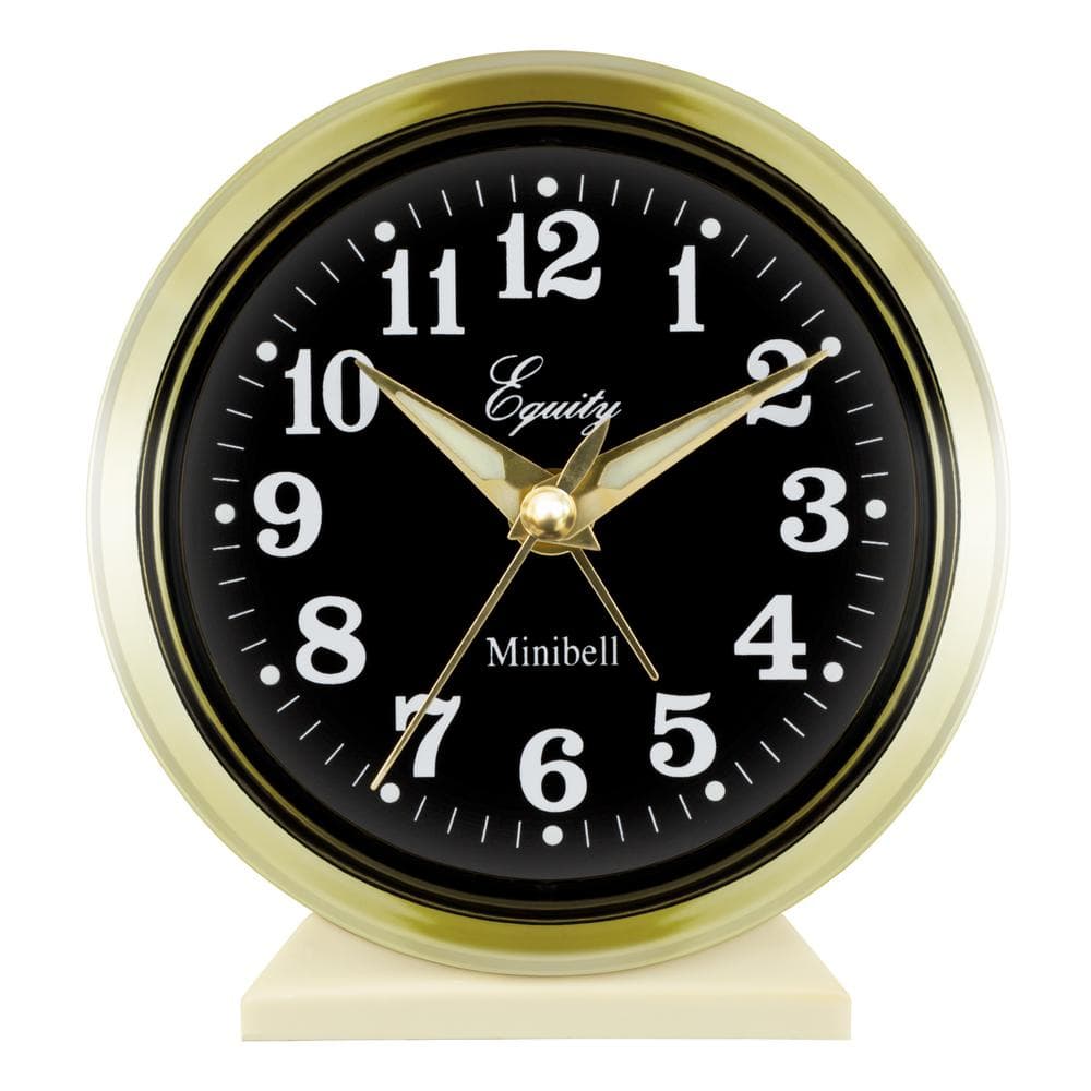 Equity by La Crosse 4 in. Round Analog Wind-Up Bell Metal Alarm Clock - Gold