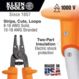 Klein Tools 7 in. Insulated Wire Stripper & Cutter, 10-18 AWG Solid Wire, 1000V Rated thumbnail 2