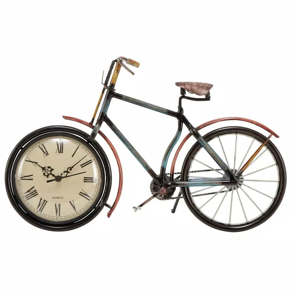 LITTON LANE 10 x 16 in. Vintage Rustic Iron Bicycle Frame Analog Clock