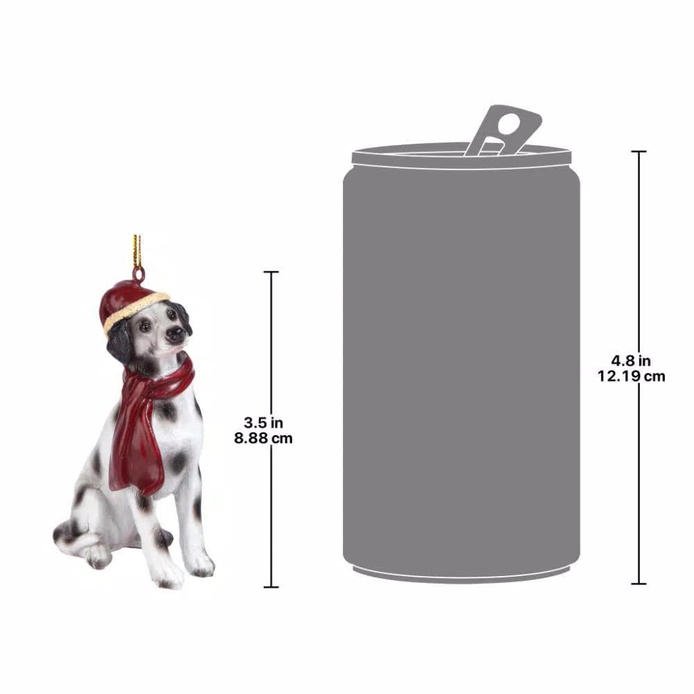 Design Toscano Dalmatian Dog Holiday Ornament Sculpture with Santa Hat and Scarf