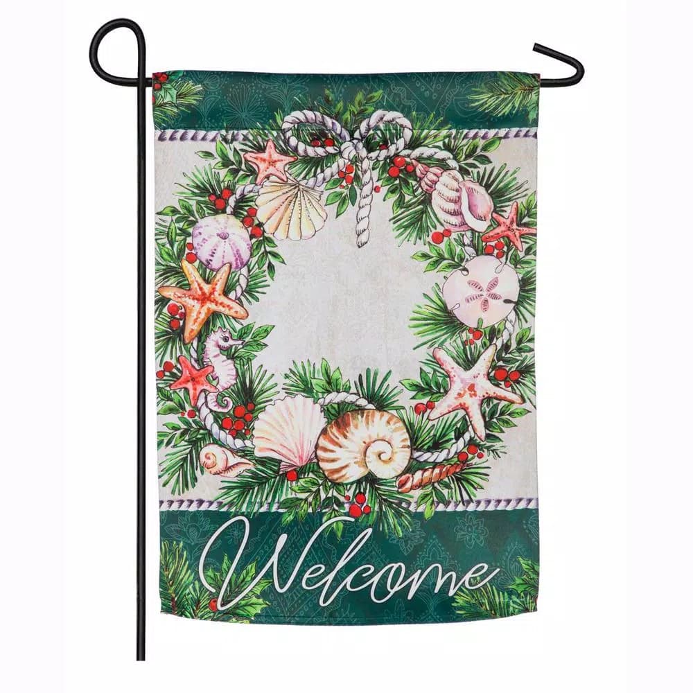 Evergreen 18 in. x 12.5 in. Holiday Coastal Santa Christmas Garden Flag, Double-Sided Weather Resistant