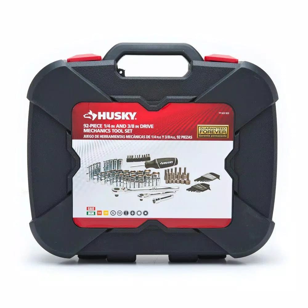 Husky 92-Piece Mechanics Tool Set with 1/4 in. and 3/8 in. Drive Ratchets and Sockets
