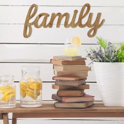 Stratton Home Decor Family Natural Wood Script Wall Art Sign thumbnail 1