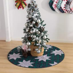 Country Living 48 in. Christmas Carol Plaid and Star Quilted Tree Skirt, Navy and Green thumbnail 11