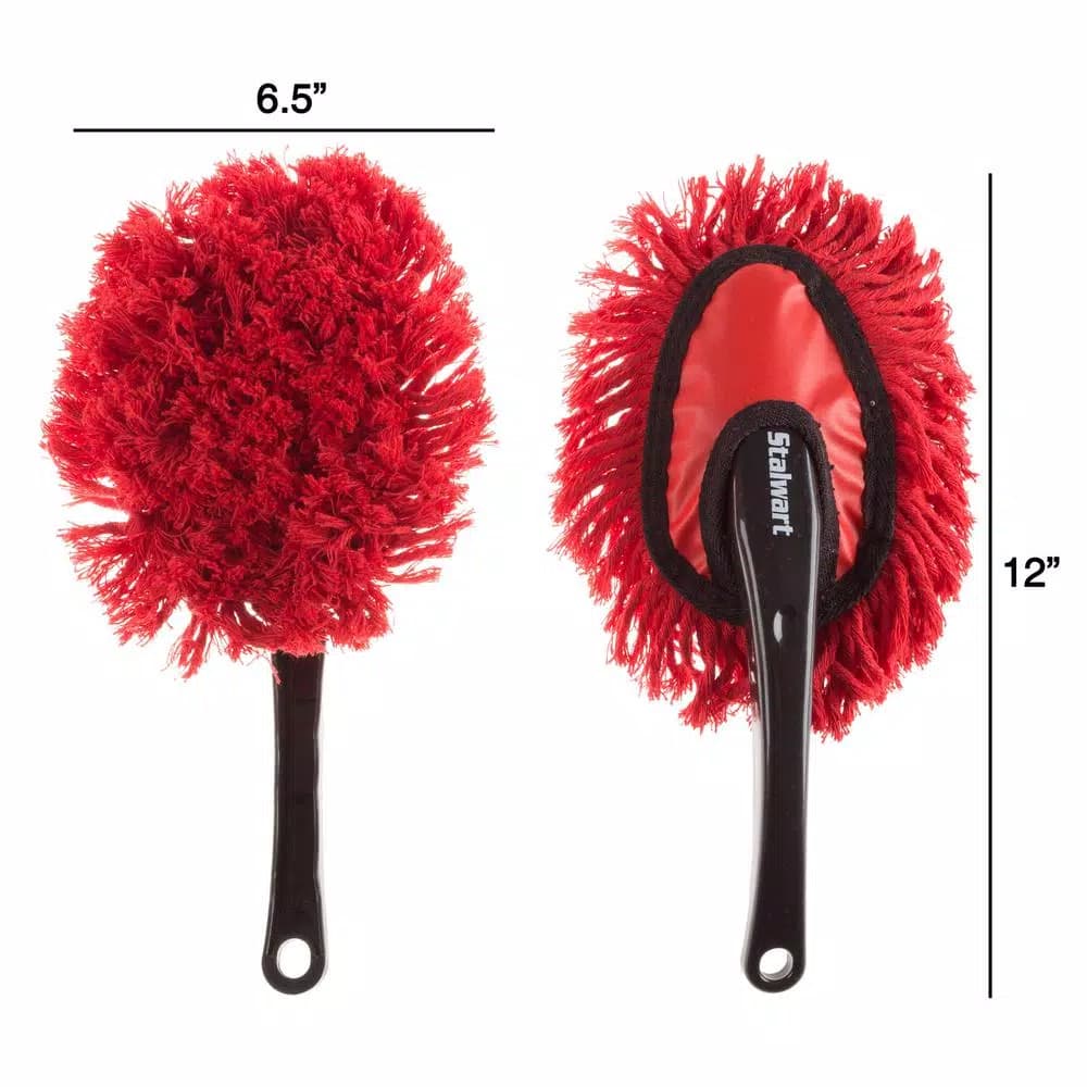 Stalwart Red Car Duster 2-Pack - Soft Cotton Yarn Microfiber Duster for Auto Interiors and Home
