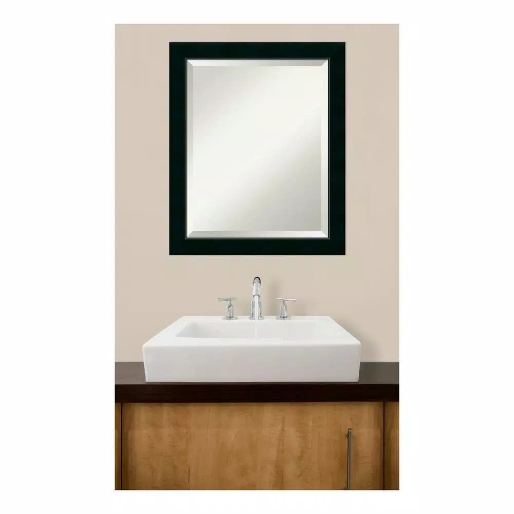 Amanti Art Nero 19 in. W x 23.25 in. H Rectangular Framed Bathroom Vanity Mirror, Black