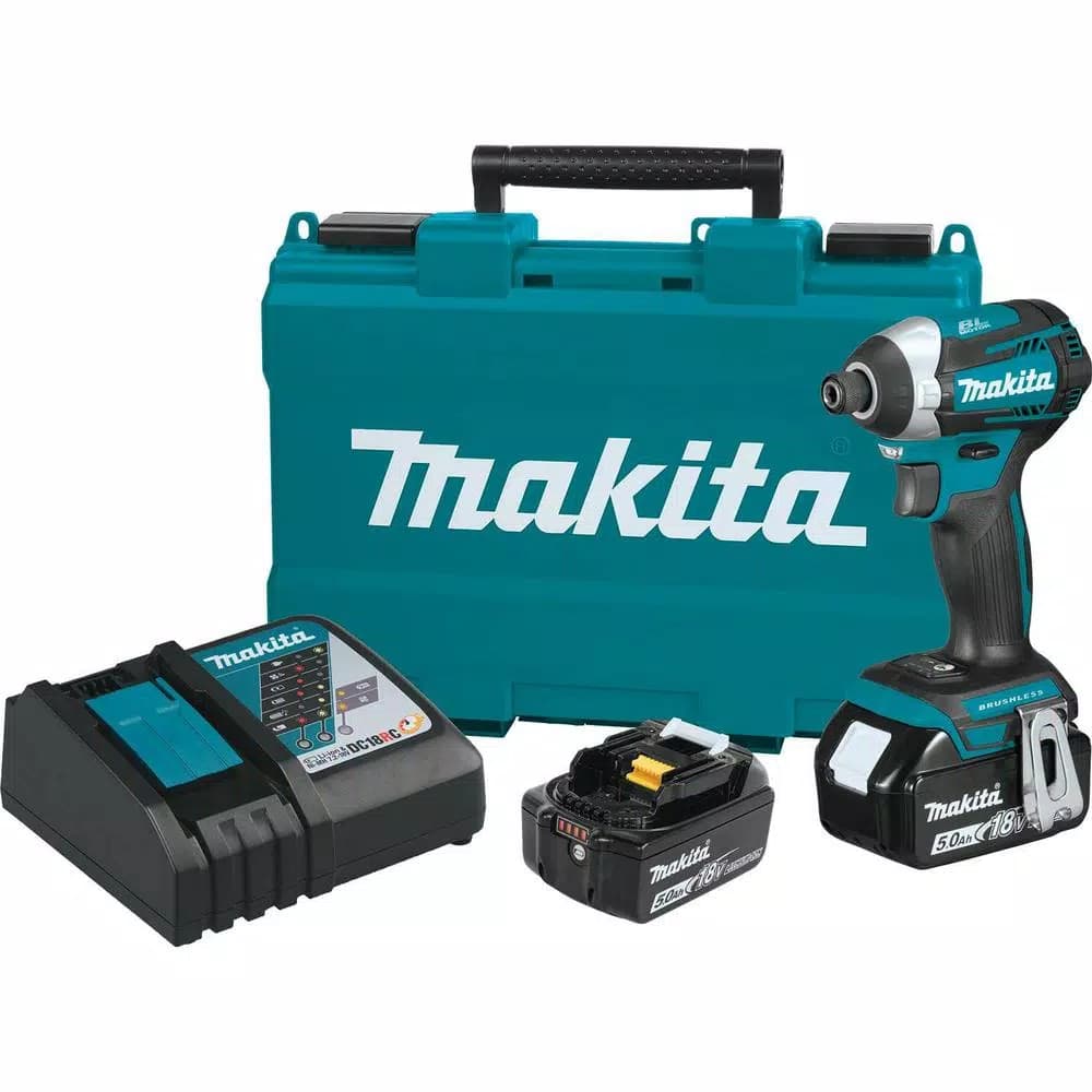 Makita 18V LXT Brushless Cordless 3-Speed Impact Driver Kit with (2) 5.0Ah Batteries and Hard Case