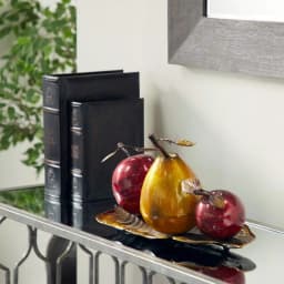 LITTON LANE Elegant Metal Fruit Sculpture Set - Golden Pear and Red Apples on Leaf Tray Base thumbnail 8