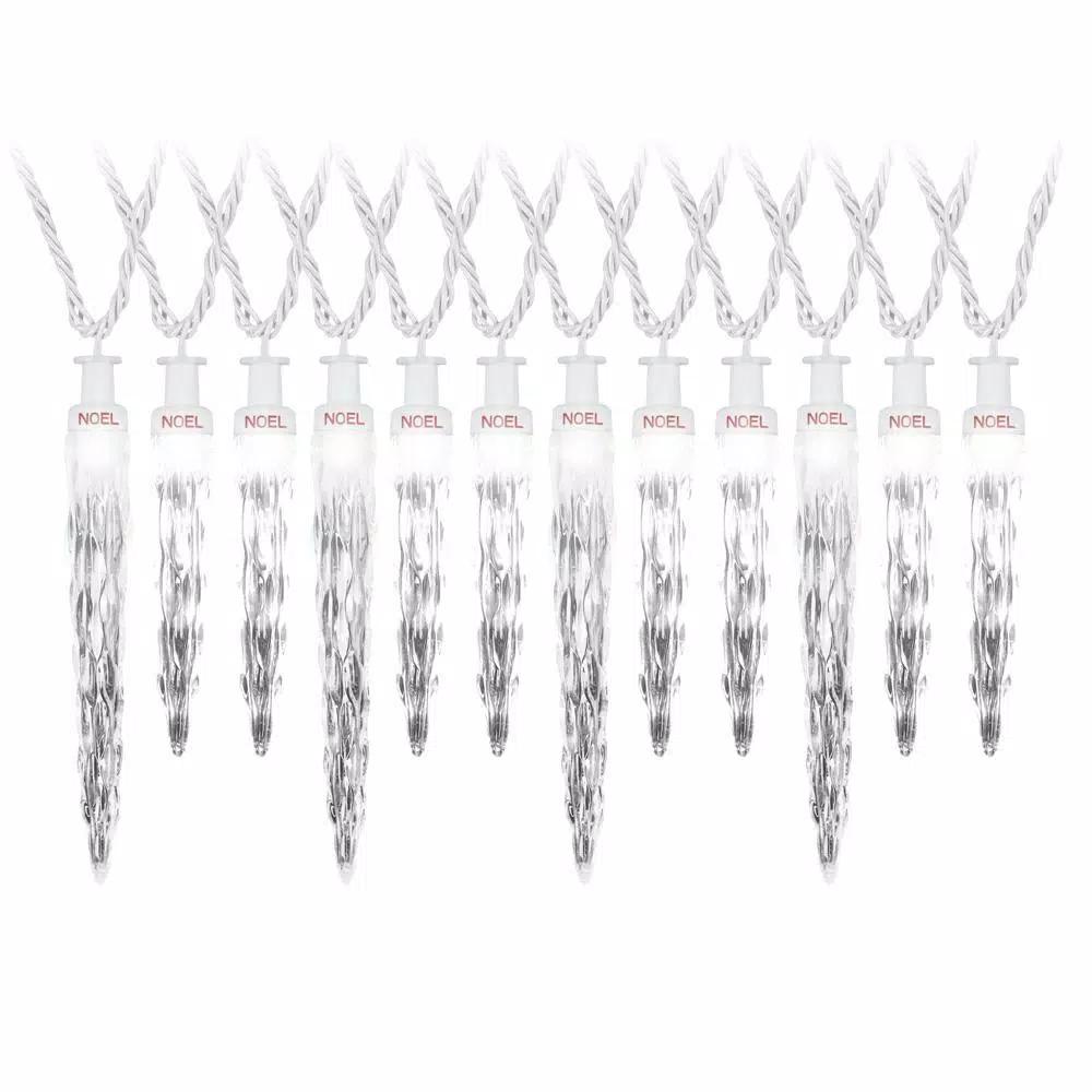 LightShow ColorMotion 24-Light White LED Icicle Christmas String Lights, 8 Effects, Outdoor/Indoor