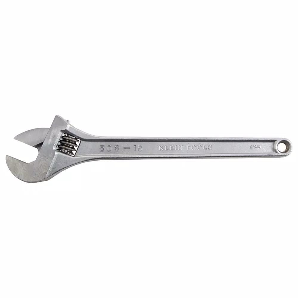 Klein Tools 15 in. Adjustable Wrench, Forged Heat-Treated Alloy Steel