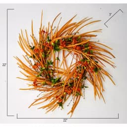 Worth Imports 22 in. Autumn Floral Wreath with Orange Blooms and Natural Twig Base thumbnail 2