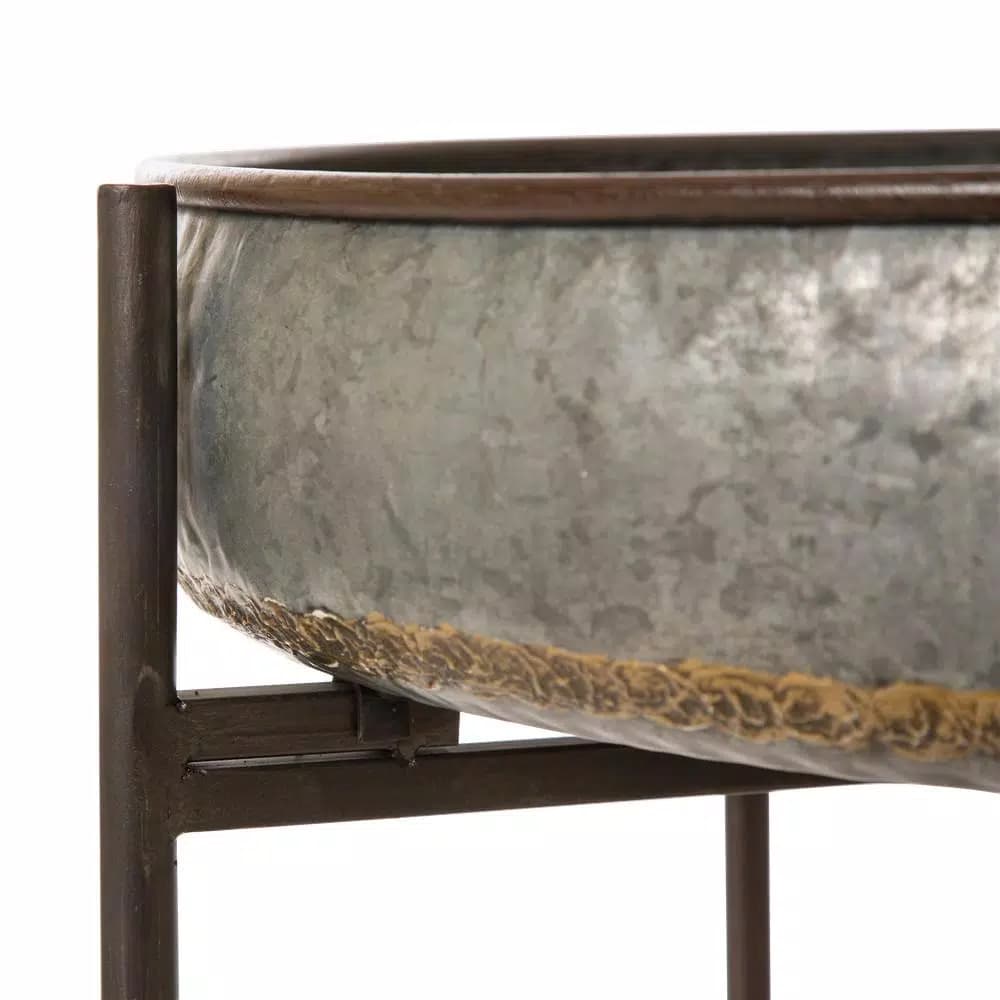 Glitzhome 25.79 in. Galvanized Metal Farmhouse Shelf with Removable Round Tray