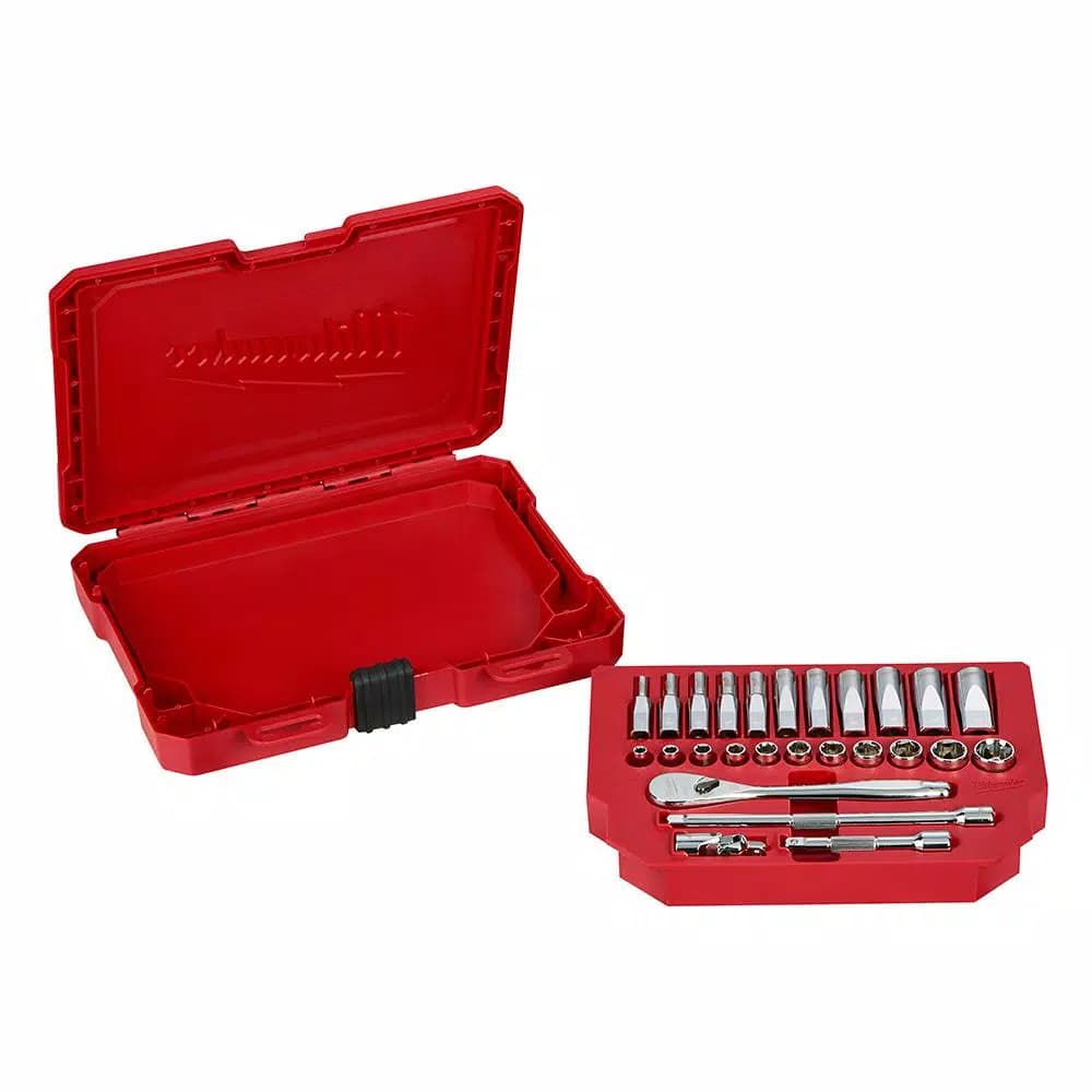 Milwaukee 26-Piece 1/4 in. Drive SAE Ratchet and Socket Set