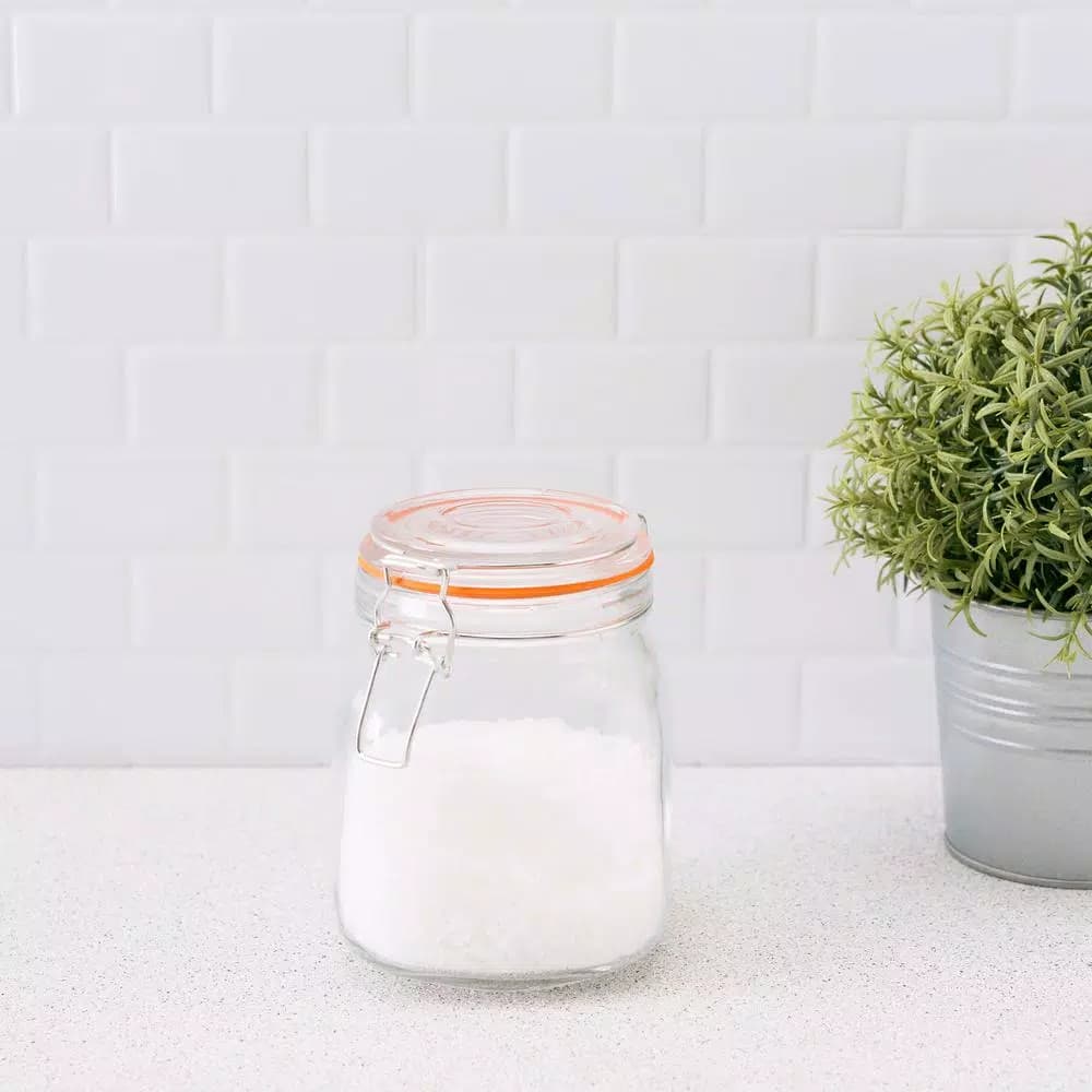 Home Basics 34 oz. Medium Glass Pickling Jar with Airtight Metal Latch Lid