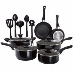 Classic Cuisine Allumi-Shield 15-Piece Nonstick Aluminum Cookware Set with Lids, Black thumbnail 1