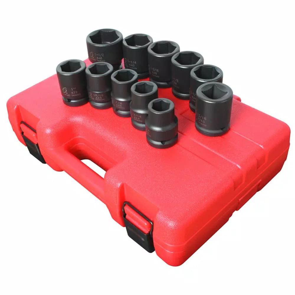 SUNEX TOOLS 11-Piece 3/4 in. Drive Metric Deep Impact Socket Set with Heavy-Duty Case