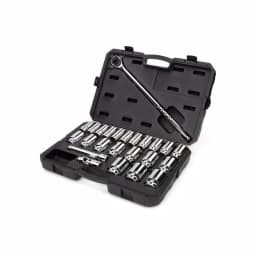 TEKTON 3/4 in. Drive Deep 6-Point Socket and Ratchet Set, 25-Piece SAE thumbnail 2