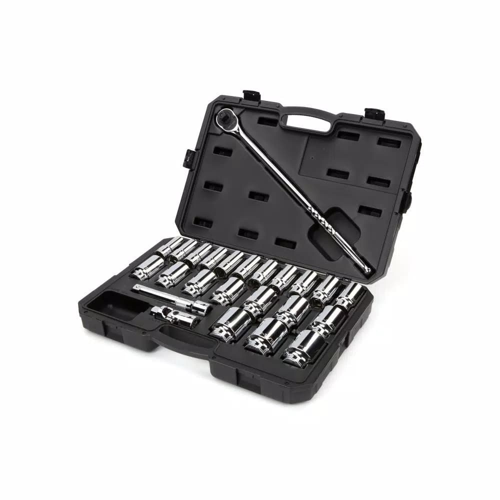 TEKTON 3/4 in. Drive Deep 6-Point Socket and Ratchet Set, 25-Piece SAE