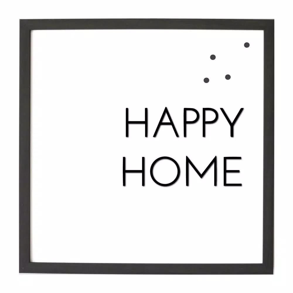 Petal Lane Home Happy Home Magnetic Memo Board with Raised Letters, Ebony Frame