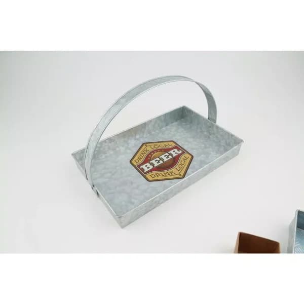 Thirstystone Rectangle Galvanized Steel Serving Tray - Industrial Style Metal Tray