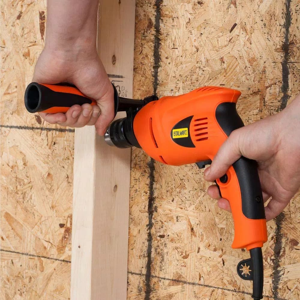 Stalwart 1/2 in. 550W Corded Hammer Drill/Driver with 360° Pistol Grip Side Handle