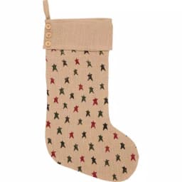 VHC Brands 20 in. Jute Primitive Star Christmas Stocking - Natural Tan Farmhouse Decor thumbnail 1