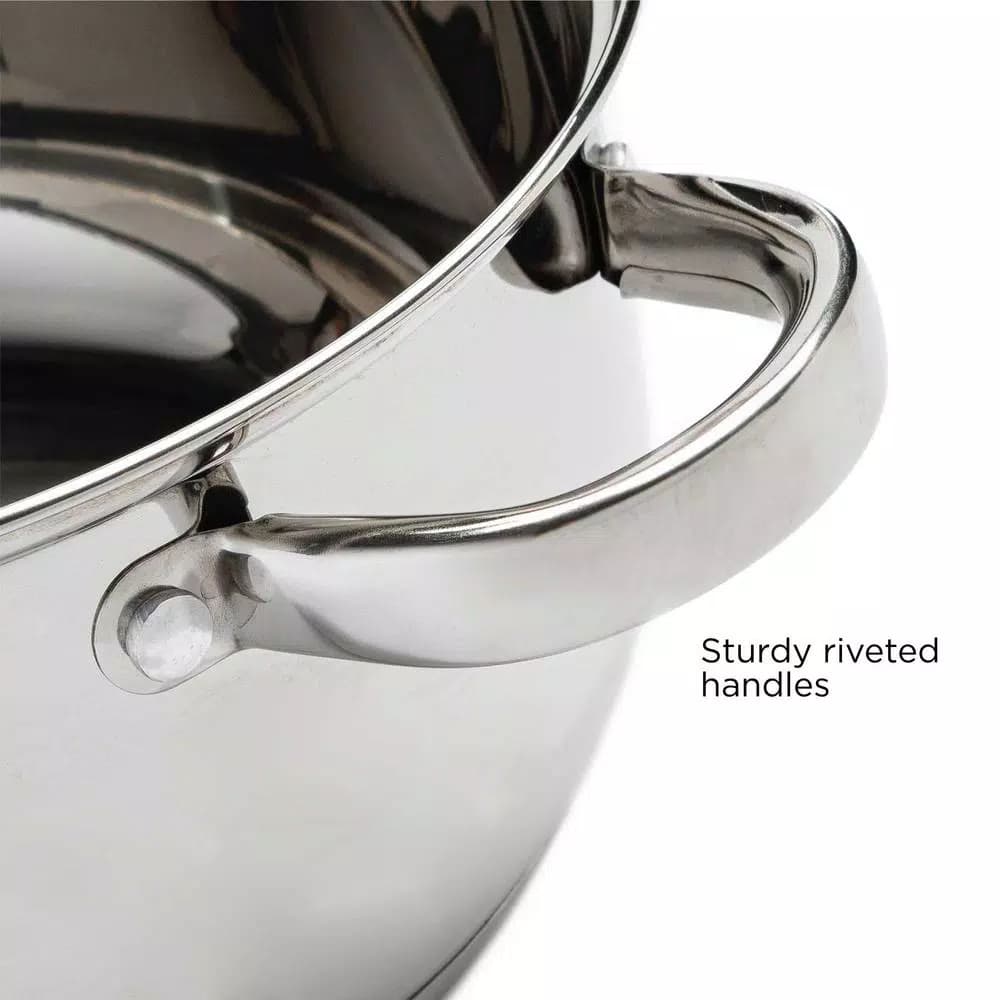 Ecolution Pure Intentions 5 Qt. Round Stainless Steel Dutch Oven with Glass Lid