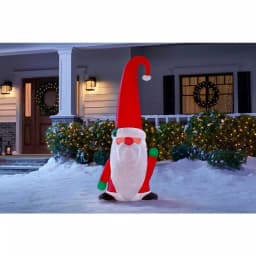 Home Accents Holiday 5 ft. Airblown Inflatables Fuzzy Plush Gnome with Curved Hat Christmas Decoration thumbnail 2