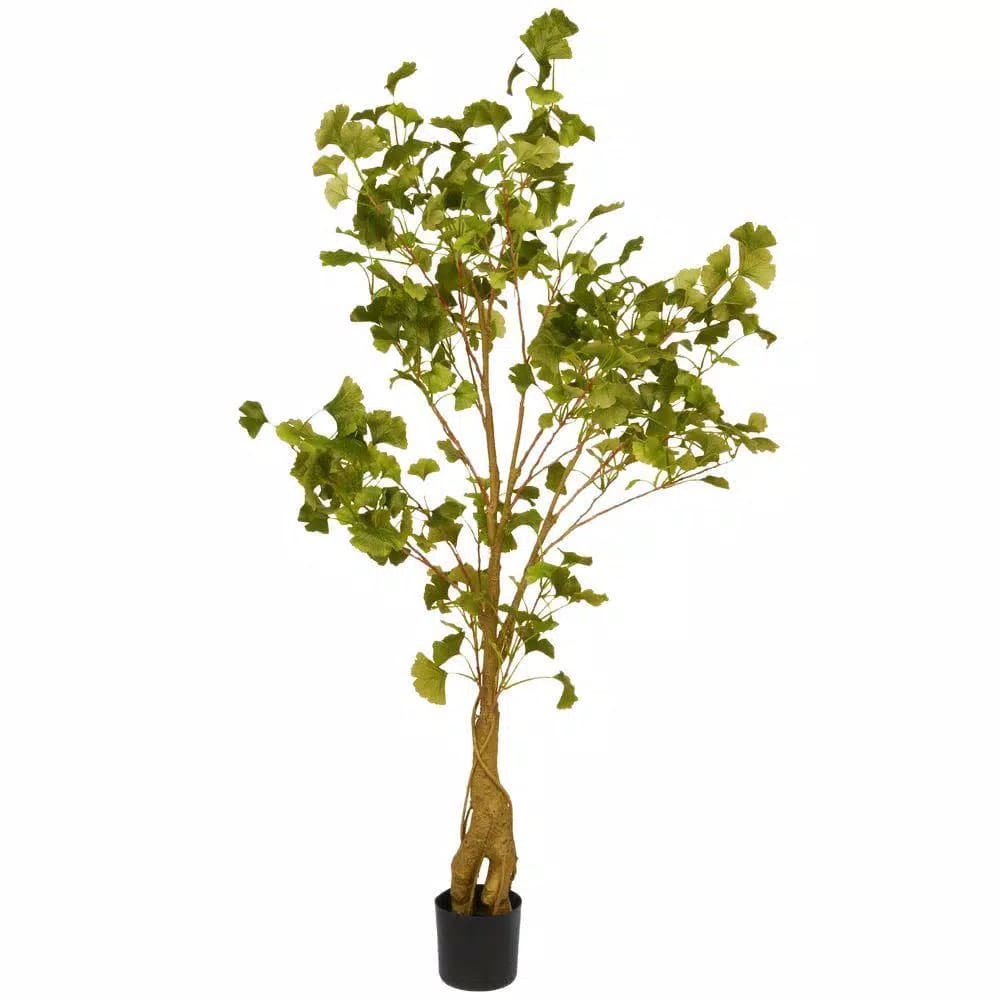 National Tree Company 4.20 ft. Artificial Ginkgo Potted Tree with Black Planter