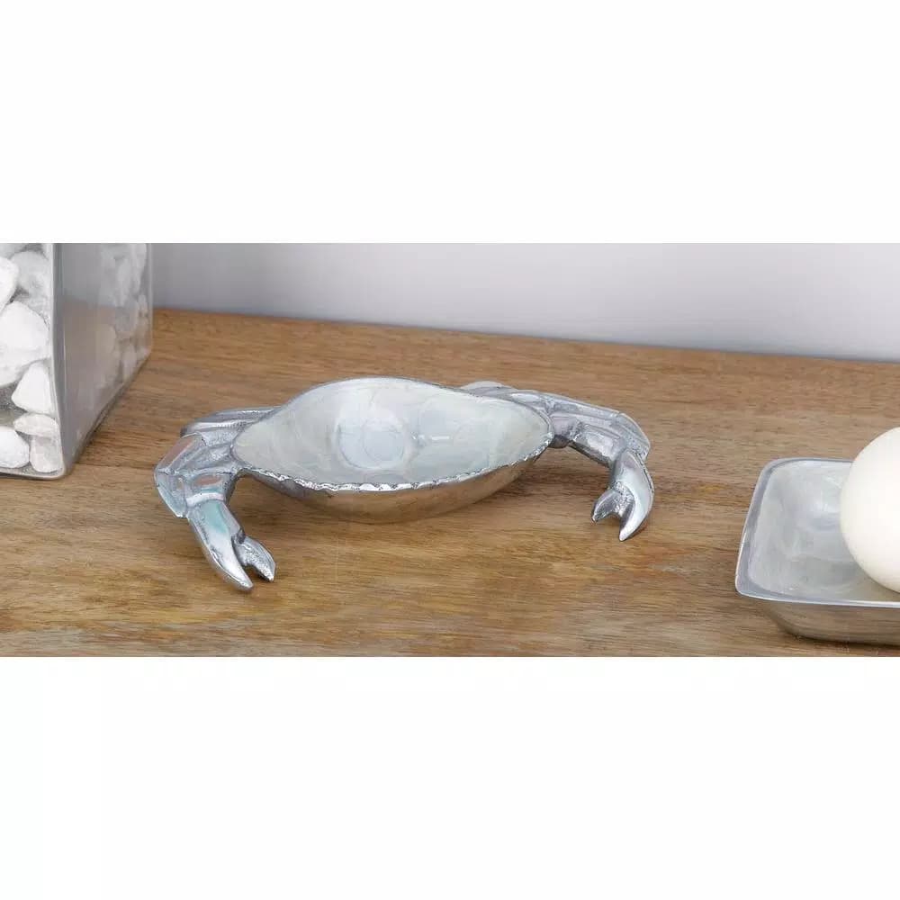 LITTON LANE Coastal Living 8-Inch Aluminum Crab-Shaped Decorative Trays, Set of 3