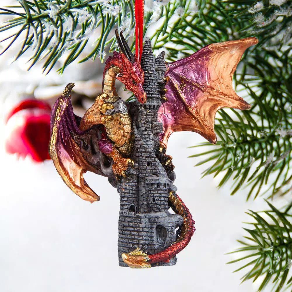 Design Toscano Zanzibar Gothic Dragon Holiday Ornament, 4.5 in. Hand-Painted Resin