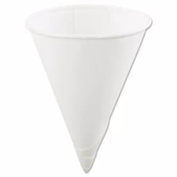 Unbranded 4 oz. White Paper Cone Cups with Rolled Rim, Case of 5000 thumbnail 1