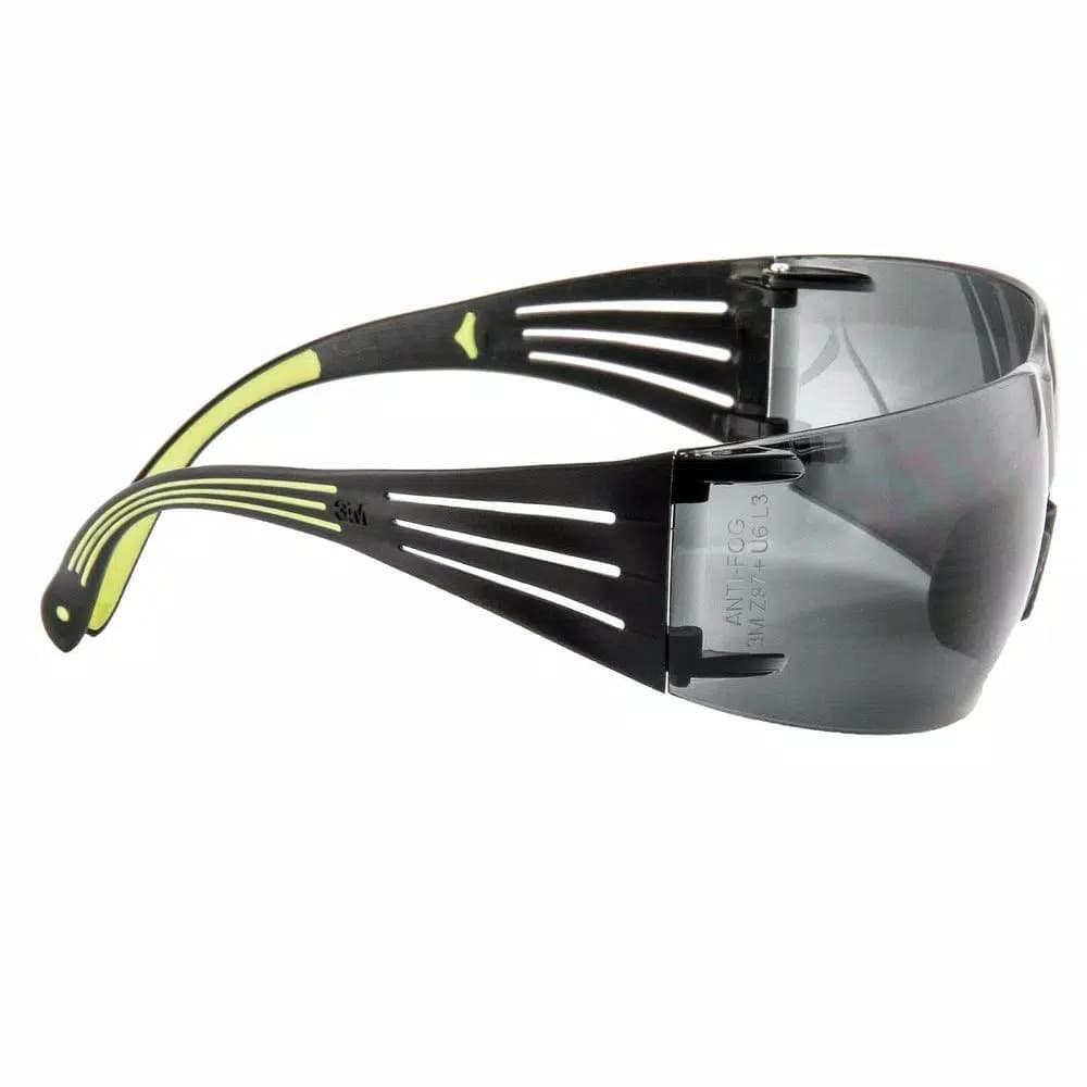 3M SecureFit 400 Series Safety Glasses - Black/Neon Green Frame with Gray Anti-Fog Lenses