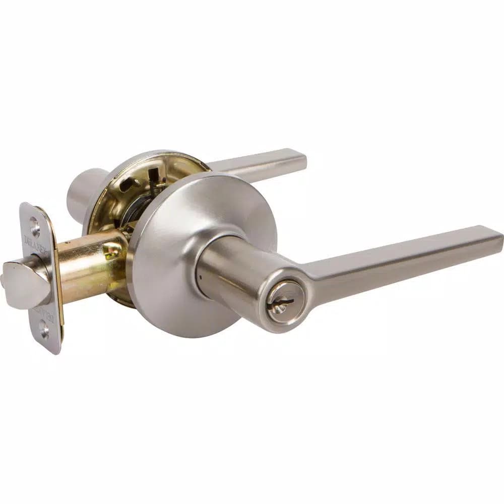 Delaney Tulina Contemporary Satin Nickel Straight Rectangle Keyed Entry Door Lever