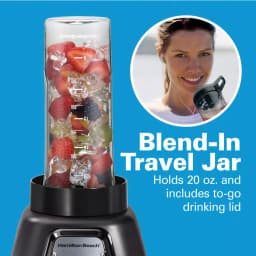 Hamilton Beach MultiBlend 950W 6-Speed Blender System with 52 oz. Glass Jar, Food Chopper, and Travel Jar thumbnail 8