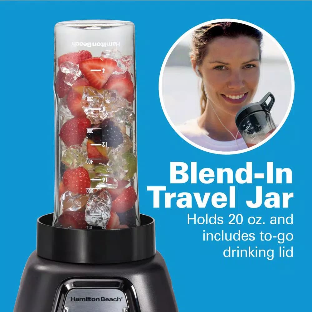 Hamilton Beach MultiBlend 950W 6-Speed Blender System with 52 oz. Glass Jar, Food Chopper, and Travel Jar