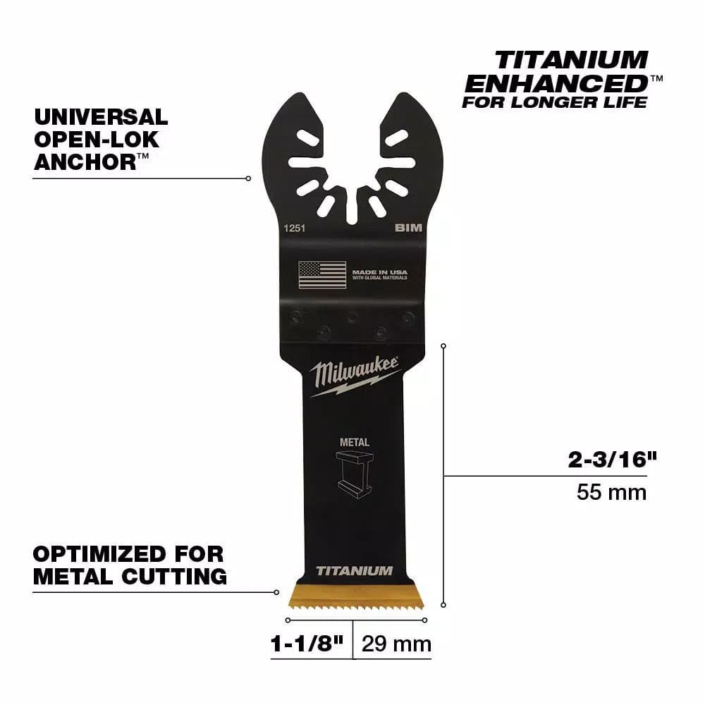 Milwaukee 1-1/8 in. Titanium Bi-Metal Universal Fit Oscillating Multi-Tool Blades, 10-Pack