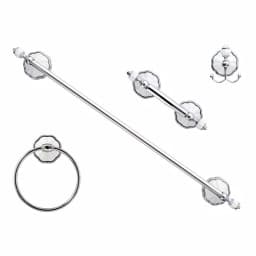 MODONA Flora 4-Piece Bathroom Accessories Set - White Porcelain & Polished Chrome thumbnail 1