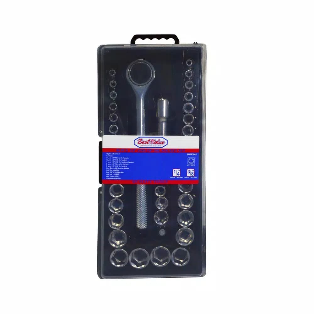 Best Value 40-Piece 1/4 in. and 3/8 in. Ratchet & Socket Set, SAE and Metric, High Carbon Steel