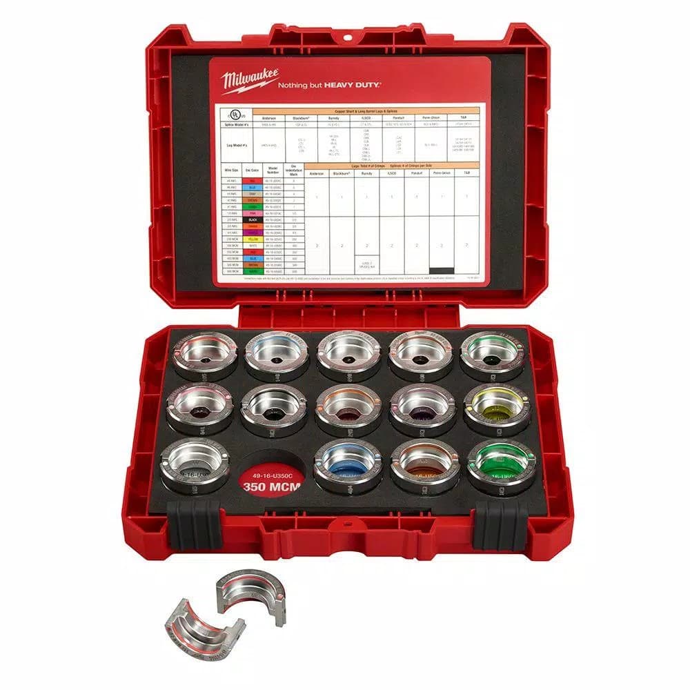 Milwaukee M18 FORCE LOGIC 600 MCM Copper U-Style Die Kit, #8 - 600 MCM