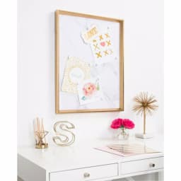 Kate and Laurel Calter Gold Marble Magnetic Memo Board - Carrara Marble Patterned Wall Organizer with Gold Frame thumbnail 5