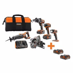 RIDGID 18V Brushless 5-Tool Combo Kit with Bonus 1.5 Ah Batteries thumbnail 1