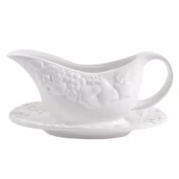 Gibson Home Fruitful 8 in. White Durastone Gravy Boat with Saucer thumbnail 1