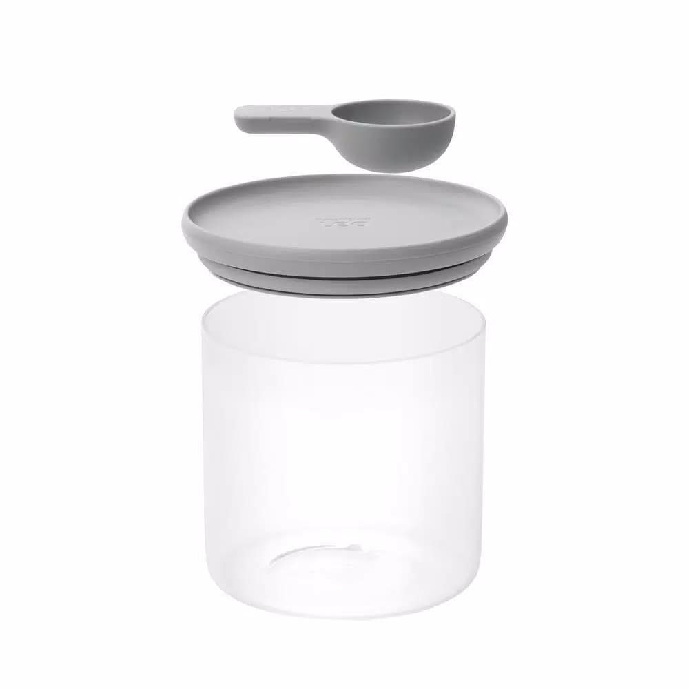 BergHOFF Leo 5 in. x 5 in. Gray Glass Food Container with Measuring Spoon